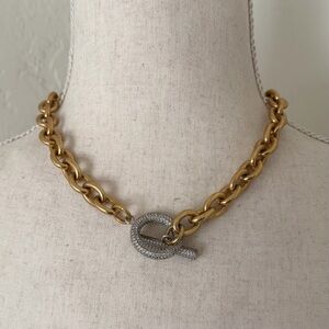 AMBUSH FW2020 Pavé Circle Charm Toggle Chain Necklace Gold